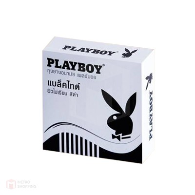 ถุงยางอนามัย Playboy Black Tie (ผิวไม่เรียบ สีดำ 52มม) 