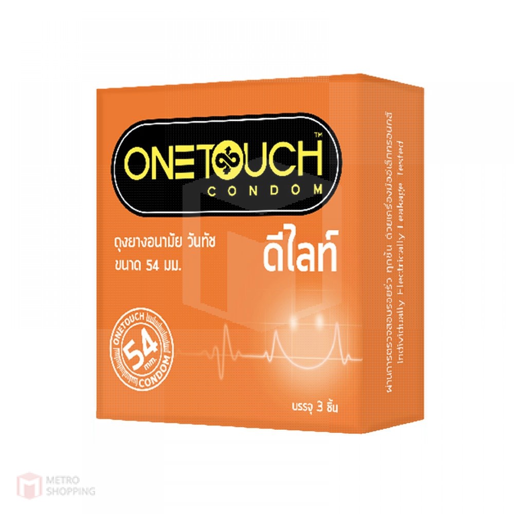 ถุงยางอนามัย ONETOUCH Delight (ถุงยางอนามัยวันทัช ดีไลท์) ขนาด 54 mm. 1 กล่อง 3 ชิ้น