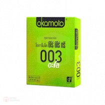 ถุงยางอนามัย Okamoto 003 Aloe (แบบบาง, เจลสูตรน้ำว่านหางจระเข้)