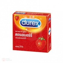 ถุงยางอนามัย Durex Strawberry (กลิ่นหอม)