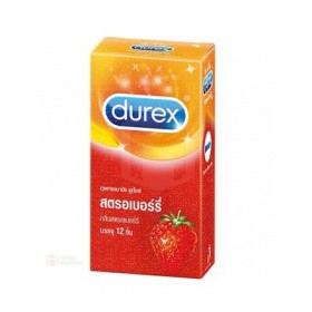 ถุงยางอนามัย Durex Strawberry Box of 12 (กลิ่นหอม)