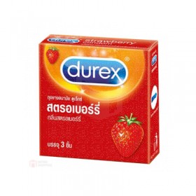 ถุงยางอนามัย Durex Strawberry (กลิ่นหอม)