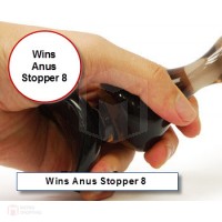  Wins Anus Stopper 8 ของเล่นผลิตจากยางคุณภาพสูง โปร่งแสง สีดำ พื้นผิวสัมผัสเรียบลื่น