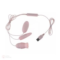 Dual Egg Vibrator 10 Function USB Pink (อุปกรณ์สั่น 3 หัว)